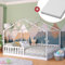 Bellabino Bia Kinderbett 140x200 cm – Hausbett mit Matratze, Rausfallschutz & Lattenrost – Montessori Bodenbett aus Massivholz Kiefer – Kinder Bett in Weiß für Jungen und Mädchen
