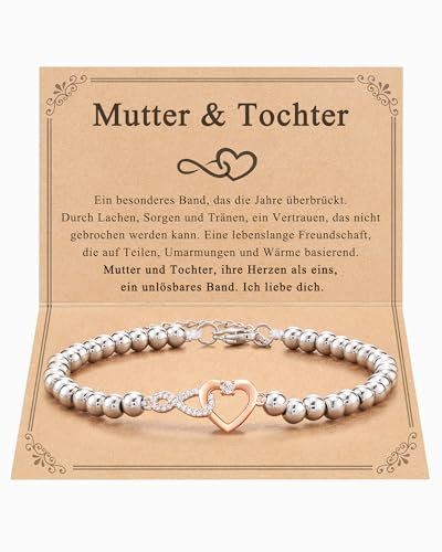 POWWA Mutter Tochter Geschenk, Mama Mutter Geschenk Geburtstagsgeschenk Mutter Tochter Armband Beste Muttertag Muttertagsgeschenk Valentinstaggeschenk