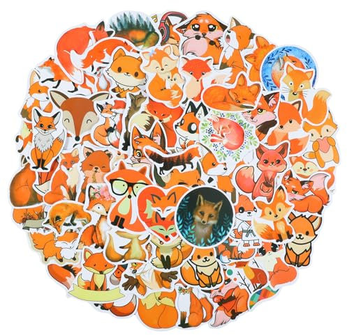 60 Stück Füchse Aufkleber,Ymapinc Wasserfeste Fox Sticker Niedliche Tier Sticker Set Fuchs Aufkleber Kinder Füchse Stickers für Scrapbook Laptop Auto Gepäck Skateboard