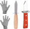 Oyster Shucker Set, 2 Pieces Oyster Knife and 1 Pair Oyster Shucking with Cut Resistant Gloves Oyster Opener Kit Oyster Opener with Wood-Handle Stainless Steel for Clam Shellfish and Seafood