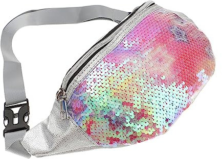 WRITWAA Trendige Meerjungfrau Pailletten Gürteltasche Damen Bunte Glitzernde Bauchtasche Mit Verstellbarem Gürtel Große Kapazität Sporttasche Für Festival Reisen Outdoor Und Alltag