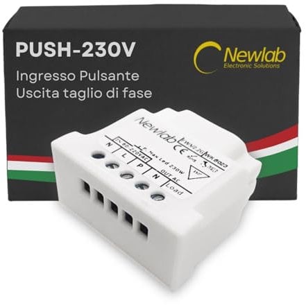 AstraLED - Dimmer triac 220V taglio di fase - Newlab PUSH-230V - Regola l'intensità della luce di lampadine led e lampadine incandescenza senza modificare l'impianto di illuminazione - L704MB09T1A01