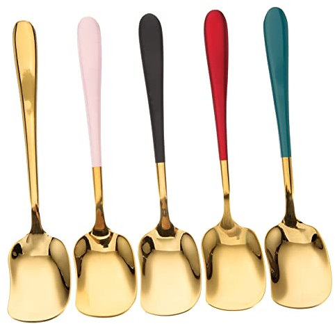 Zerodeko 5piezas Cucharas Postre De Aluminio Diseño Práctico Para Helado Postres