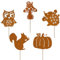 Gartenstecker Rost Herbstdeko Innen 5er Garten Deko Herbst für Draußen mit Igel Eule Pilze Eichhörnchen Kürbis Metall Roststecker Gartendeko Blumentopf Terrasse Geschenk Erntedank