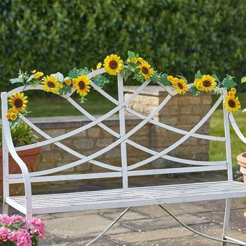 Garden Mile 6ft Artificial Flower Garland Outdoor Hanging Garlands with Fake Flowers 1.8m Garland with Artificial Sunflowers Indoor Summer Decoration with Fake Sunflowers
