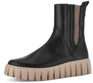 Gabor Damen Chelsea Boots, Frauen Stiefeletten,Moderate Mehrweite (G),Kurzstiefel,uebergangsschuhe,schw./beige(Micro),39 EU / 6 UK