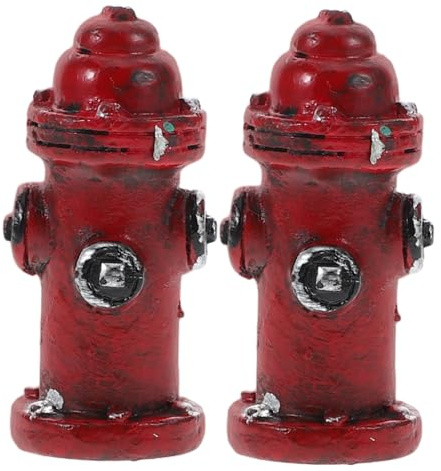 2 Stück Kleiner Feuerhydrant aus Kunstharz für Puppenhaus Deko | Glatter Oberfläche, Multifunktionale Nutzung, für Torten, Schreibtisch, Modellbau, Kunstvoller Akzent