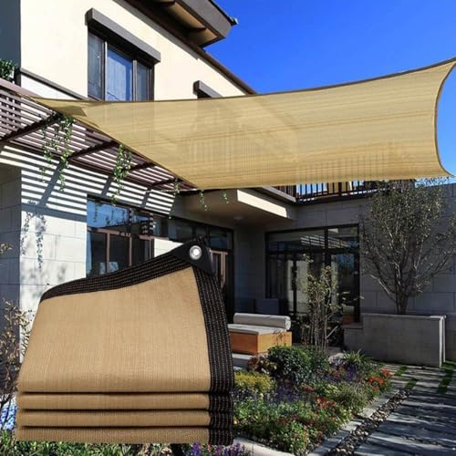 Tenda parasole traspirante, impermeabile, per esterni, per giardino, pergola, patio, veranda, 5 x 8 m, colore beige