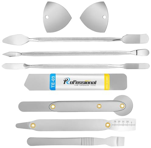 Kit Riparazione Telefono in Acciaio Inox,Utensili Apertura Smartphone con spudger Metallo,Rotella,Leva Triangolare e Raschietto,Kit smontaggio per riparazioni Fai da Te di Telefono,Tablet e Laptop