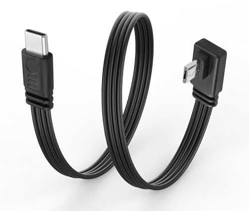 JSADZKJ Ultra-Flexible USB Type-C to Micro USB Cable,90 Degree Micro 5pin to USB C Flat Data Cable,Supporting Charging&Data Transmission,for Phone,Camera,Laptop-30CM (Right)