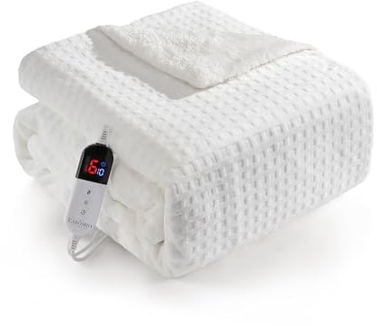 Elektrische Heizdecke mit Abschaltautomatik, große Heizdecke 180x130 cm, 6 Stufen & 1-10 Stunden Timer mit automatischer Abschaltung, maschinenwaschbar, weiches Flanell, Heizkissen für Bett und Büro,