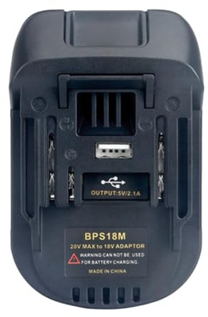 BPS18M for battery Adapter, Compatible with for Porter Cable 20V to 18V BL1830 BL1840, Black Converter with USB Port