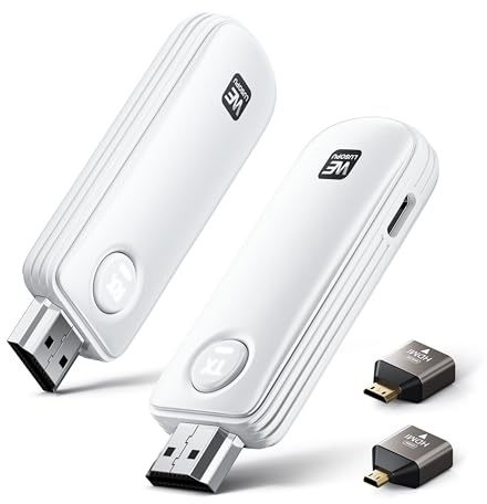 HDMI Inalámbrico Transmisor y Receptor- Ultra Low Latencia 2.4/5G, No App/Bluetooth, Wireless HDMI Display Extender 1080P for Transmitir Video Audio from Laptop PC to HDTV Projector Monitor- 50M