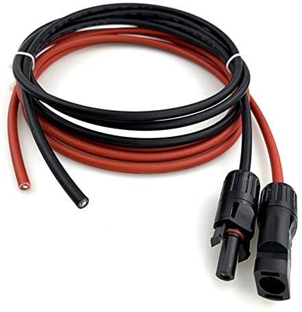 DAWSAXZKL 1M 2M 3M 5M 8M 10M 15M 20M Femelle et mâle câble d'extension Solaire à tête Unique câble PV Fil 6/4/2.5 Mm2 câble PV Solaire(Black and Red,6m,10AWG 6mm)