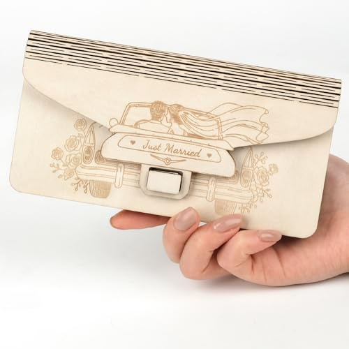 ARTREE Geldgeschenk Hochzeit Auto aus Holz – Just Married Hochzeitsgeschenk für Brautpaar, Originelle Verpackung für Geldgeschenke, Hochzeit Karte Alternative, Geschenkidee zur Trauung