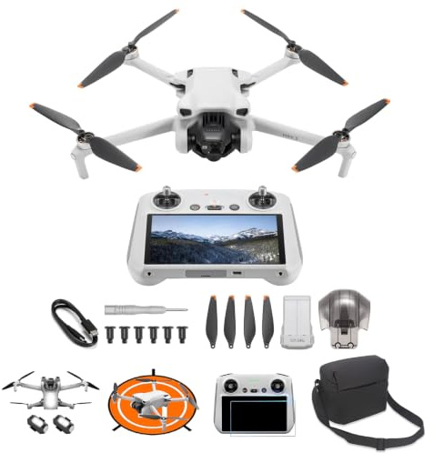 DJI Mini 3 (DJI RC) Sicher & Bereit Combo – Leichte, Faltbare Mini Drohne mit Kamera 4K HDR, unter 249g, 38 Min Flugzeit, Vertikalaufnahmen, 3-Achsen-Gimbal, 10 km HD-Übertragung, C0