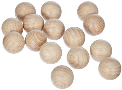 Rayher Rohholz-Kugeln, ungebohrt, 15 mm ø, 15 Stück, Holzkugeln ohne Bohrung, Buchenholz, Holzkugeln ohne Loch, zum Basteln und Bemalen, 6252200