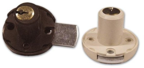 Serratura a Cilindro per Cassetto Meroni Art 3/S col.Bianco Altezza 20mm Ø17 mm