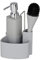 WENKO Set lavavajillas Empire, 4 en 1 - dispensador, cepillo, soporte para paños de cocina y organizador, cerámica de calidad con superficie suave al tacto, 250 ml, 11 x 19 x 12,5 cm, gris