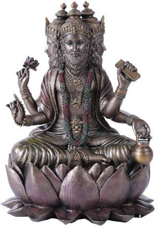 Pacific Trading Hindu-Brahma God Four Faced Vedas Statue