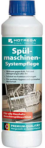 Hotrega Spülmaschinenreiniger 250 ml | Systempflege gegen Kalk Fett Ablagerungen | Selbsttätig wirksam für Hygiene und Werterhalt | Gebrauchsfertig