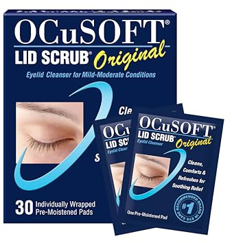 OCuSOFT Lid Scrub Original Eyelid Cleanser - Pre-Moistened Eyelid Wipes for Mild to Moderate Conditions - Eyelid Cleanser to Clean, Comfort & Soothe Irritated Eyelids - 30 Count