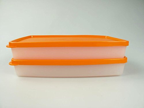 TUPPERWARE Gefrier-Behälter 600 ml flach orange-weiß Behälter (2) Polarstern