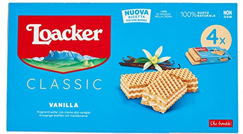 Loacker Waffeln | Loacker Waffelklassiker Vanillewaffeln Mit Madagaskar Bourbon Vanillecreme | Loacker Kekse | Loacker Schokolade | 180 Gramm Total