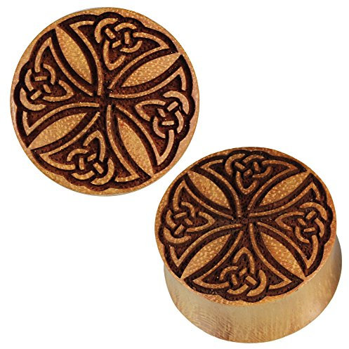 Chic-Net Plug Jack Frucht hellbraun Gravur schwarz Knotenmuster Keltisch Tribal Expander 06 mm