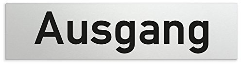 Türschilder24 Aluminium Türschild Ausgang 160 x 40 x 1,5mm (Oberfläche veredelt) • Selbstklebend