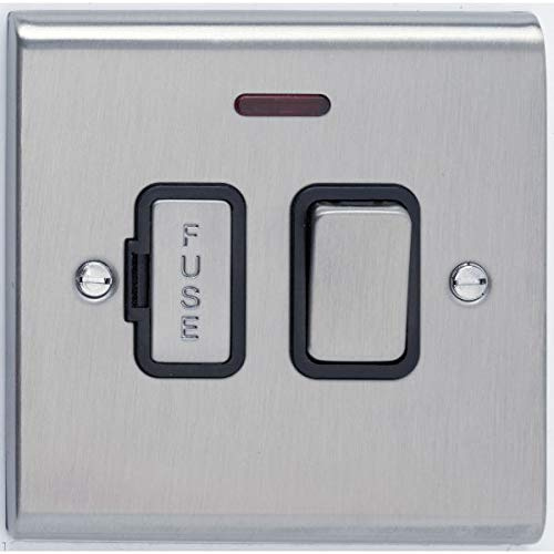 Deta SD1371SCB Spur Connection Unit 13 Amp Switched with Neon (Satin Chrome/Black Insert)