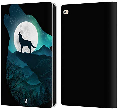 Head Case Designs Wolf Tiere Doppelbelichtung Leder-Wallet-Hülle Kompatibel mit Apple iPad Air 2 (2014)