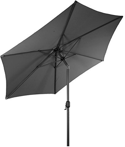 Spetebo Alu Sonnenschirm 300 cm mit Knickgelenk + Kurbel - grau - Martktschirm Kurbelschirm