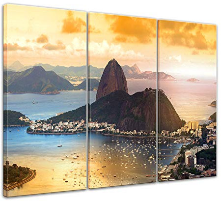 Bilderdepot24 Bild auf Leinwand | Copacabana - Rio De Janeiro I in 120x80 cm mehrteilig als Wandbild XXL | Wand-deko Dekoration Wohnung modern Bilder | 211415