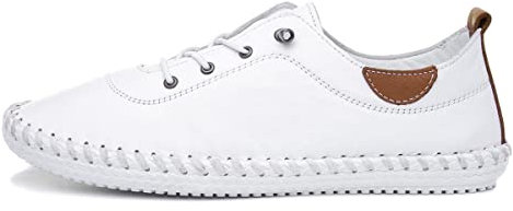 Lunar St Ives Leather Plimsoll 3 UK White