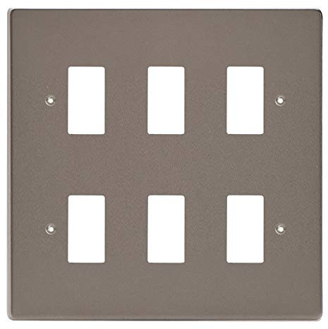 Varilight XDRPG6 PowerGrid Pewter 6 Gang Grid Plate (Double Twin Plate)