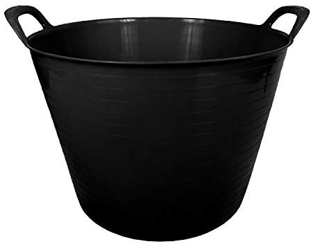 42L 42 Litre Large Eco-Friendly Recycled Flexi Tub - Black - Multi Purpose Robust Flexible Storage Container Bucket, Single Bucket.