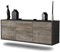 Dekati Lowboard Virginia Beach hängend (136x47x35cm) Korpus anthrazit matt - Front Holz-Design Treibholz - Push to Open - hochwertige Leichtlaufschienen
