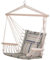 Outsunny Garden Outdoor Hanging Hammock Chair Thick Rope Frame Wooden Arms Safe Wide Seat Garden Outdoor Spot Stylish Multicoloured stripes