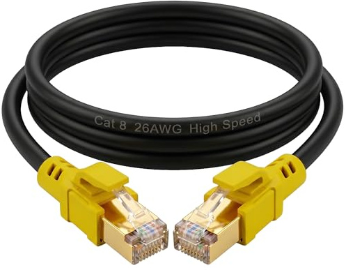 Nanxudyj Cat 8 Ethernet Cable 0.3M,26AWG Lastest 40Gbps 2000Mhz SFTP Patch Cord, Heavy Duty High Speed Cat8 LAN Network RJ45 Cable- in Wall, Outdoor, Weatherproof Rated for Router, Modem, Gaming