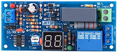Fafeicy Modulo Relè Temporizzatore Di Ritardo 220v Ca, Tubo Digitale Rosso a 2 Cifre, Relè Temporizzato, Intervallo Di Tempo 1-99 Secondi / 1-99 Minuti, Ritardo Autobloccante Ritardo