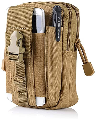 Xchmtech Kleine Nylon-Gewebe-Wandergürtel, Mehrzweck-Werkzeugtasche, EDC-Hüfttasche, Militär-Utility, taktische Molle-Packung, Camping-Tasche (Khaki)