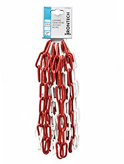 Vorgeschnittene lange geschweißte Kette, Durchmesser 5 mm, aus Stahl, weiß/rot, 5 m.