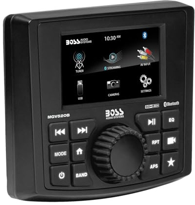 BOSS Audio Systems MGV520B Récepteur de jauge marine - Résistant aux intempéries - Écran LCD 3 - Amplificateur intégré - Bluetooth - Lecteur MP3 multimédia numérique - Pas de lecteur CD - Port USB -