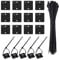 Cable Ties Adhesive Mounts, 100 Pcs Self Adhesive Cable Zip Ties ＆ 100 Pcs Wire Tie Mount Base Holders, Sticky Pads Organizer with Self Locking Nylon Tie Wraps for DIY Home Office Workshop