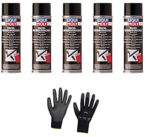 Iloda 5xOriginal Liqui Moly 500ml Wachs-Unterbodenschutz anthrazit/schwarz 6100 Schutzhandschuhe
