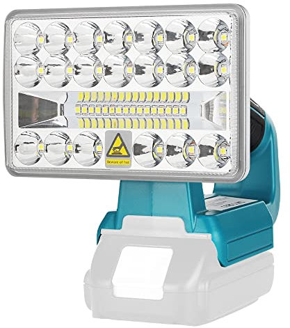 Lampe de chantier 18V portable pour extérieur large et longue portée avec port USB,lampe de poche Hipoke 18W sans fil LED compatible avec Makita 14,4V-20V Li-ion BL1860 BL1850 (pas de batterie)