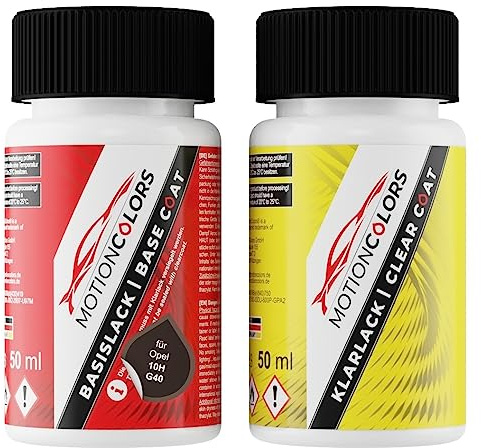 MOTIONCOLORS Mondsteingrau Metallic 10H / G40 für Opel Autolack Lackstift Set Basislack und Klarlack je 50ml