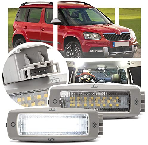 NSLUMO 2 STÜCKE Led Innenlesekarte Lichtkuppel Deckenleuchte Für Sk.oda Yeti Superb Octavia Seat Leon MK4 Alhambra Led Courtesy Ambient Cabin Lighting