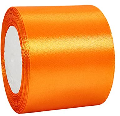 22m Satinband Geschenkband Orange 75mm Breit,Auto Seidenband Orange Dick Schleifenband Satin Dekoband Geschenkverpackung Deko Band Stoffband für Halloween Weihnachten Hochzeit Taufe Geburtstag DIY